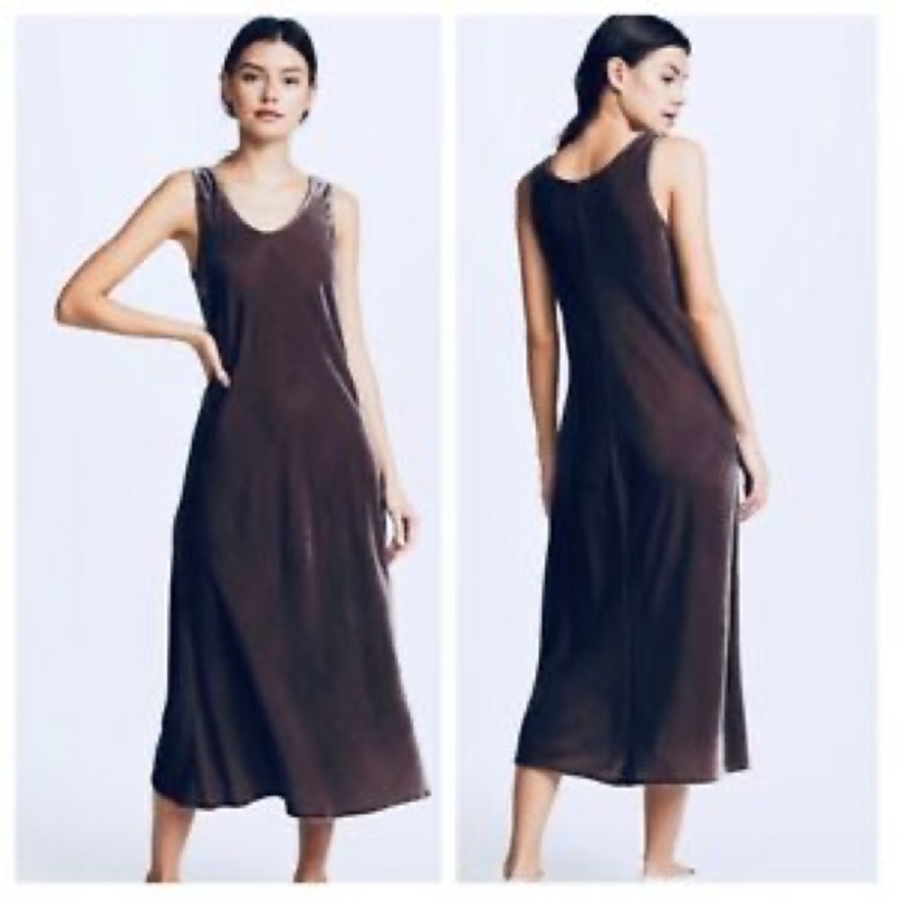 Vince dark purple Velvet Silk Tank Dress